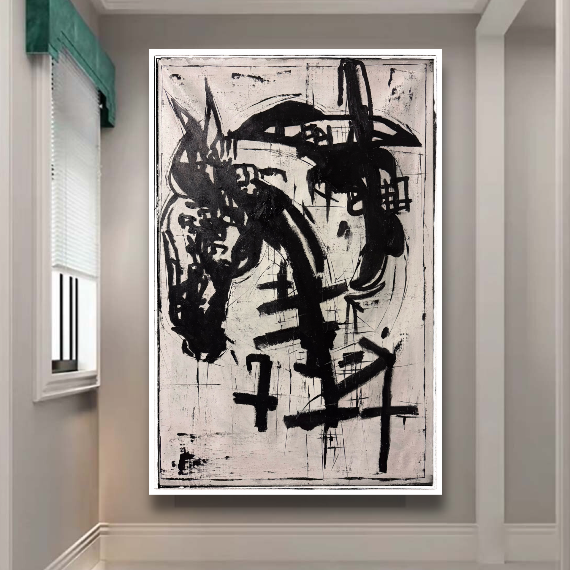 Original Black & White Abstract Expressionist Painting | 24x36 Acrylic on Canvas | Hand-Painted Palette Knife & Brush Artwork