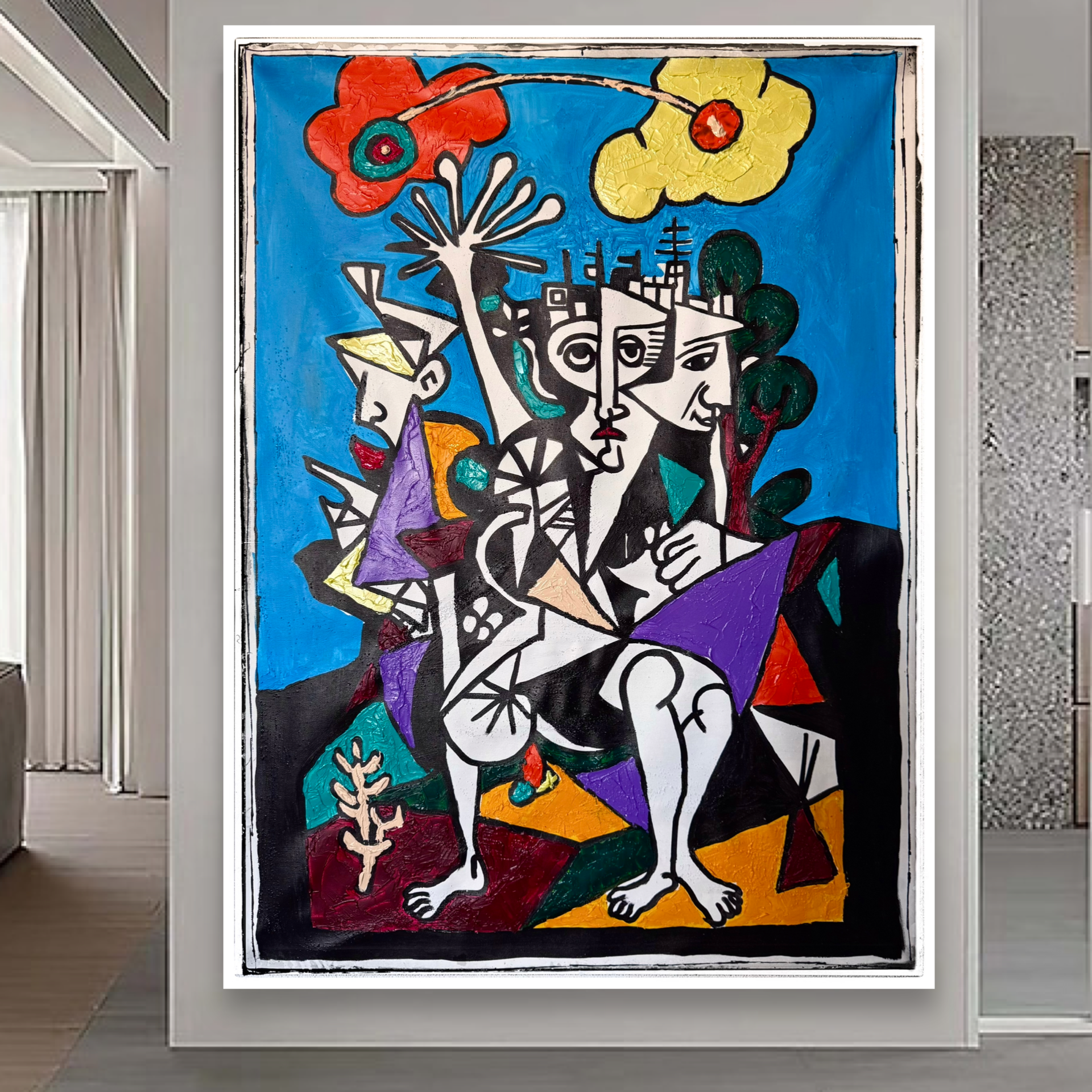 Neo-Expressionist Abstract Acrylic Painting | 26x36 Inch Textured Canvas | Hand-Painted with Palette Knife & Brush