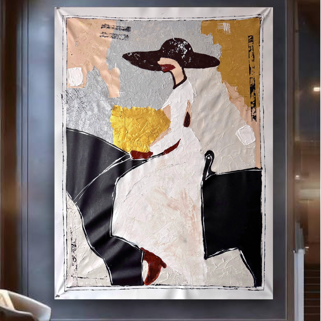 Silent Motion - Original Abstract Expressionist Horse & Woman Painting in Textured Acrylic with Palette Knife on Canvas