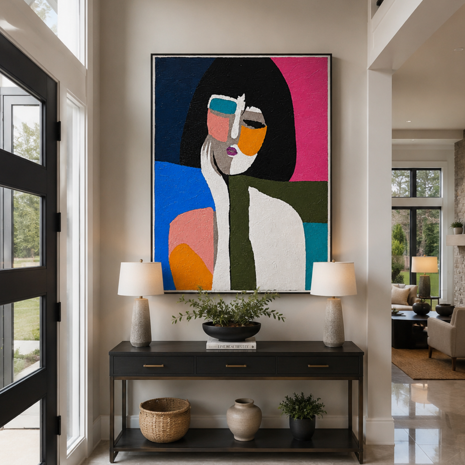 Original Neo-Expressionist Abstract Woman Portrait | Hand-Painted Acrylic Palette Knife Textured Canvas Art | 26x36 Inches