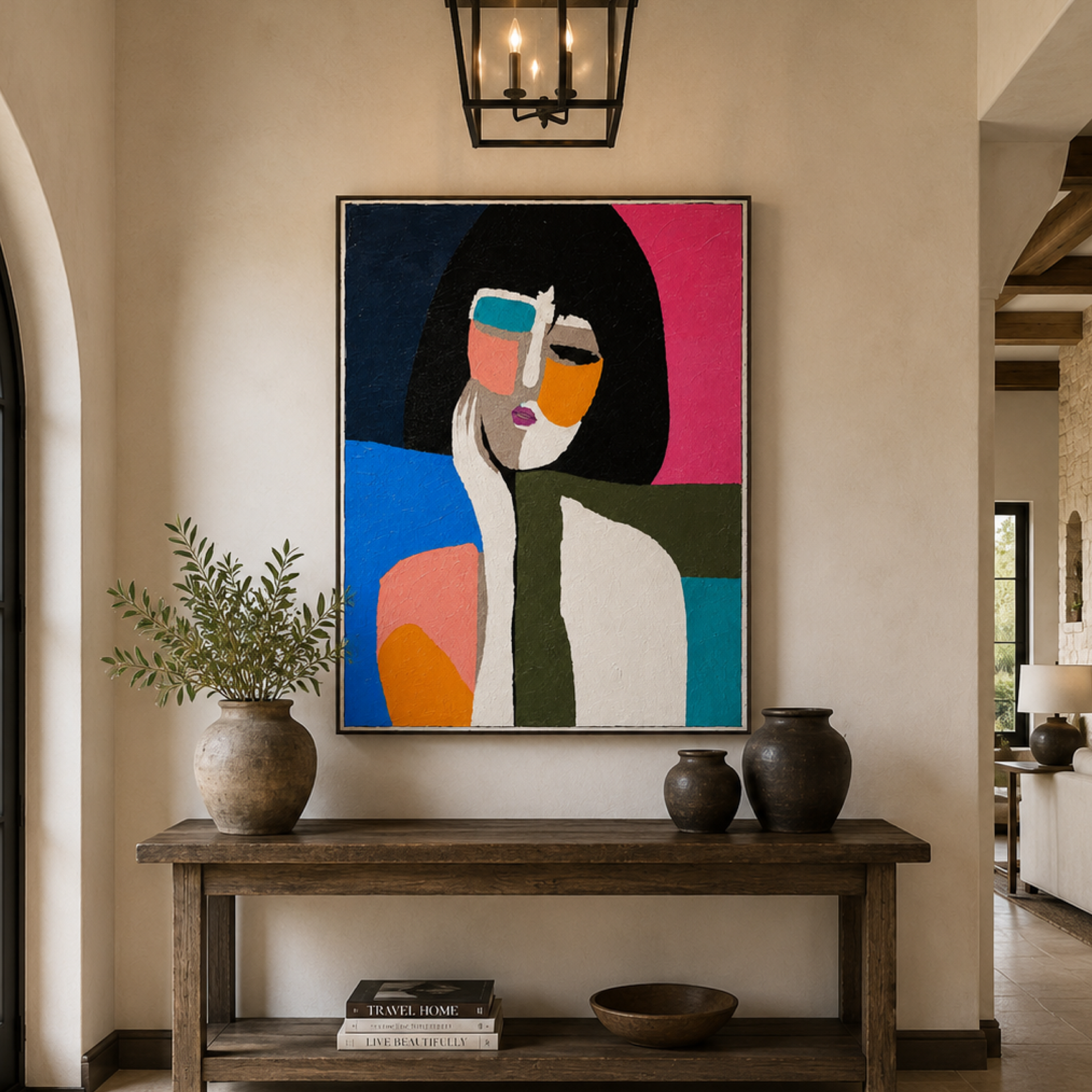 Original Neo-Expressionist Abstract Woman Portrait | Hand-Painted Acrylic Palette Knife Textured Canvas Art | 26x36 Inches