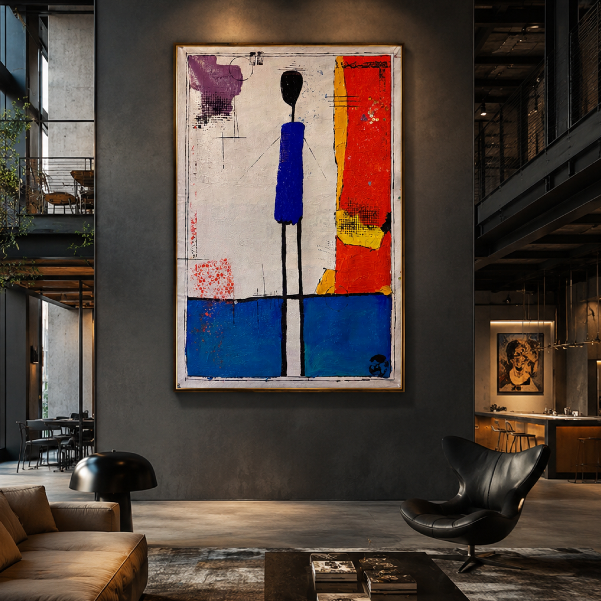 Silent Figure in Blue | Original Neo-Expressionist Abstract Acrylic Painting on Canvas | Textured Palette Knife Artwork