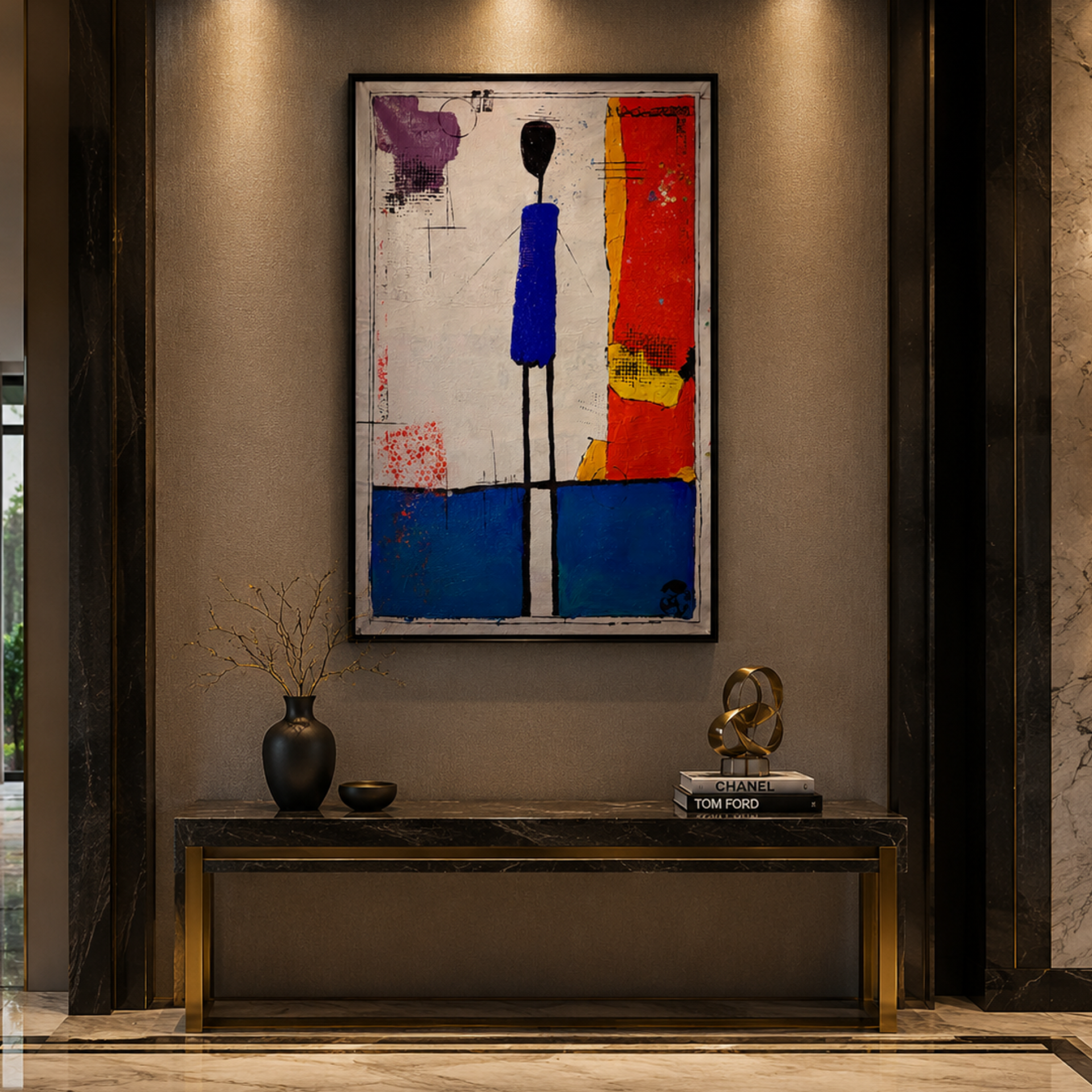 Silent Figure in Blue | Original Neo-Expressionist Abstract Acrylic Painting on Canvas | Textured Palette Knife Artwork