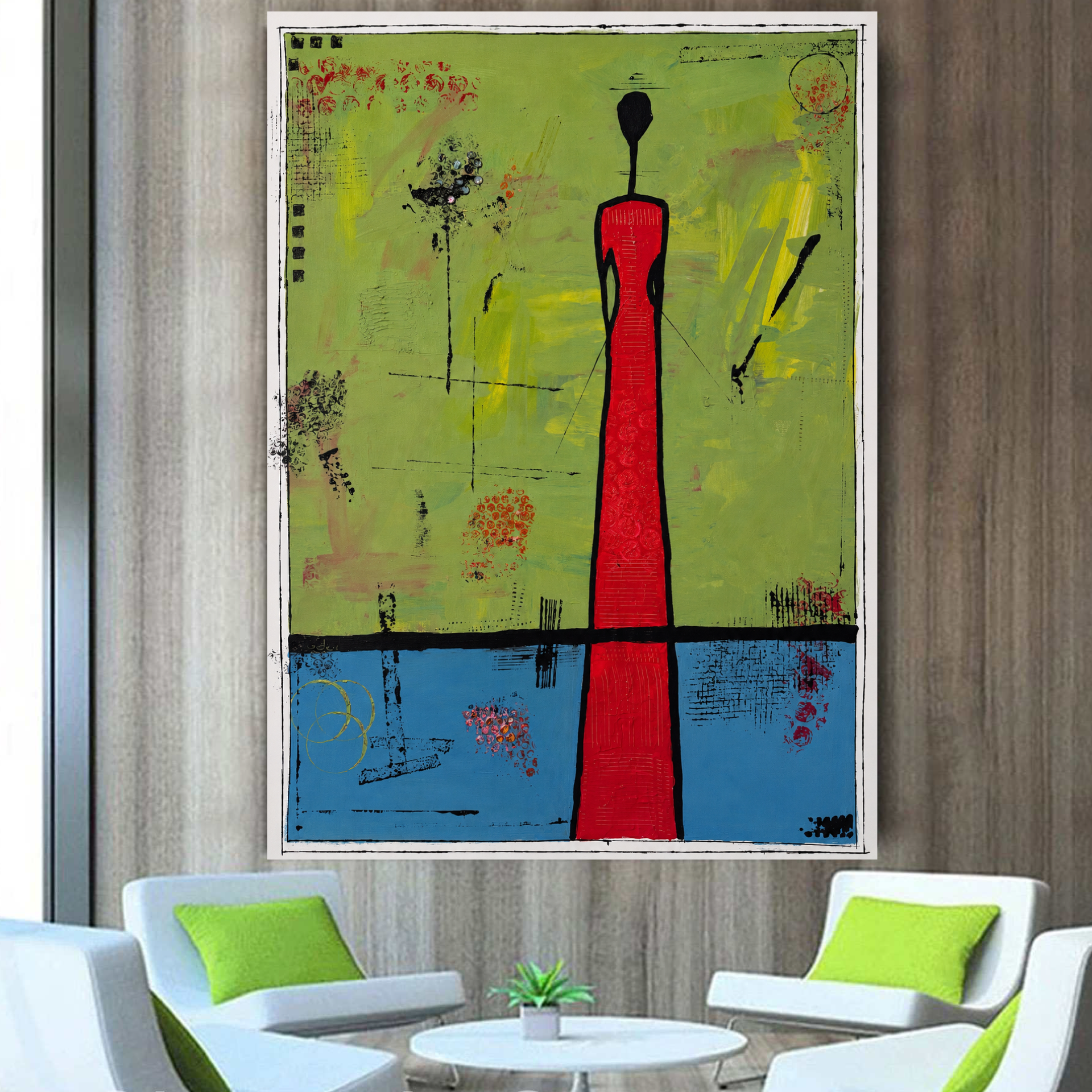 Silent Figure Between Earth and Sky | Original Neo-Expressionist Abstract Acrylic Painting on Canvas