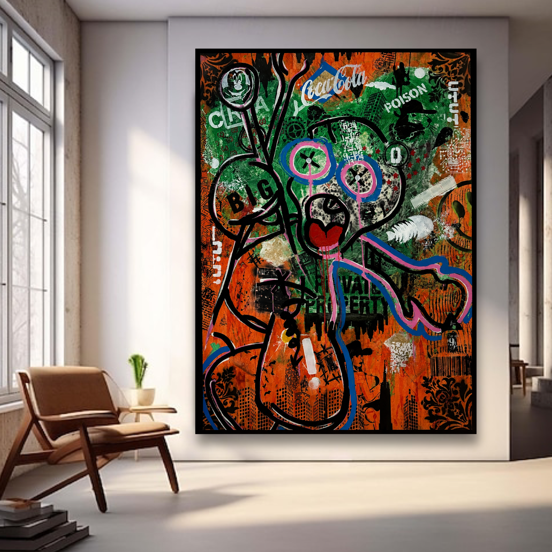 Urban Pulse – Large Neo-Pop Expressionist Abstract Painting | Original Acrylic on Canvas | 33x44 Inches | Palette Knife & Brush