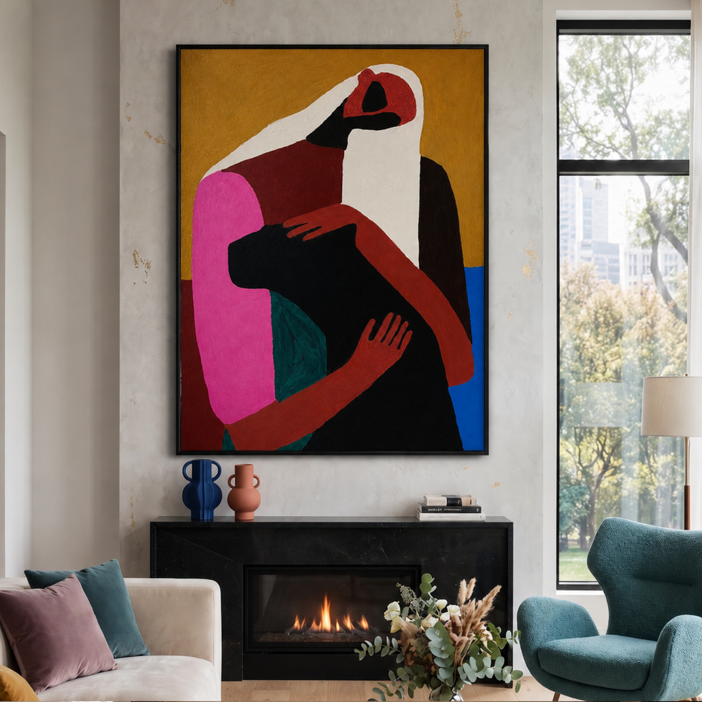 Original 26x36 Expressionist Acrylic Painting | Palette Knife Figurative Art | Handmade Textured Canvas | One-of-a-Kind Artwork