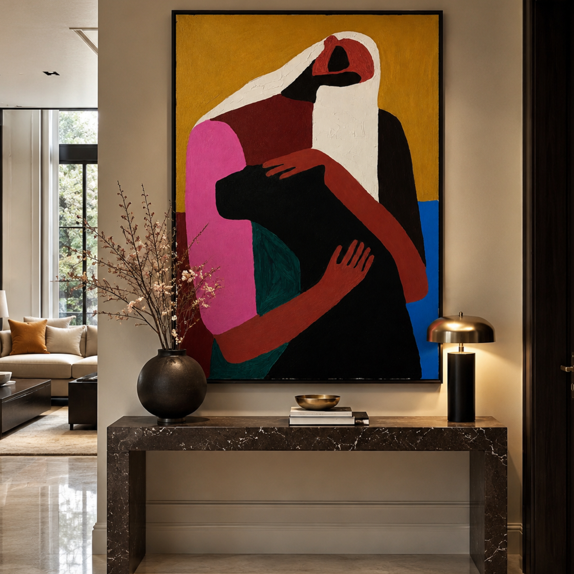 Original 26x36 Expressionist Acrylic Painting | Palette Knife Figurative Art | Handmade Textured Canvas | One-of-a-Kind Artwork