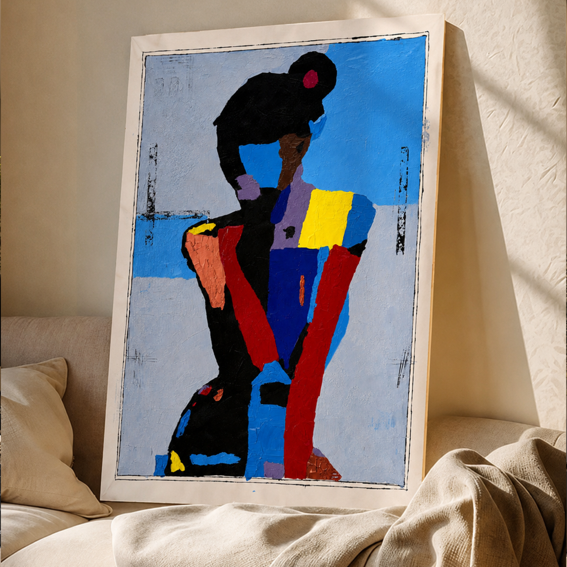 Original Abstract Expressionist Portrait Painting | 26x36 Acrylic on Canvas | Handmade Palette Knife & Brush Art
