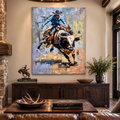Original Bull Rider Cowboy Painting | 26x36 Acrylic on Canvas | Palette Knife & Brush | Western Rodeo Wall Art | Handmade