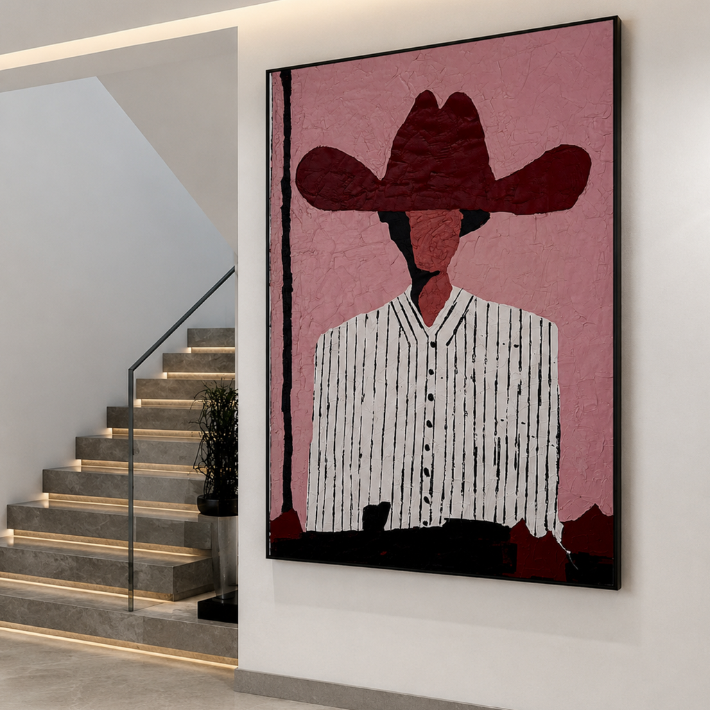 Expressionist Abstract Cowboy | 26x36” Acrylic on Canvas | Hand-Painted with Palette Knife & Brush | One-of-a-Kind Artwork
