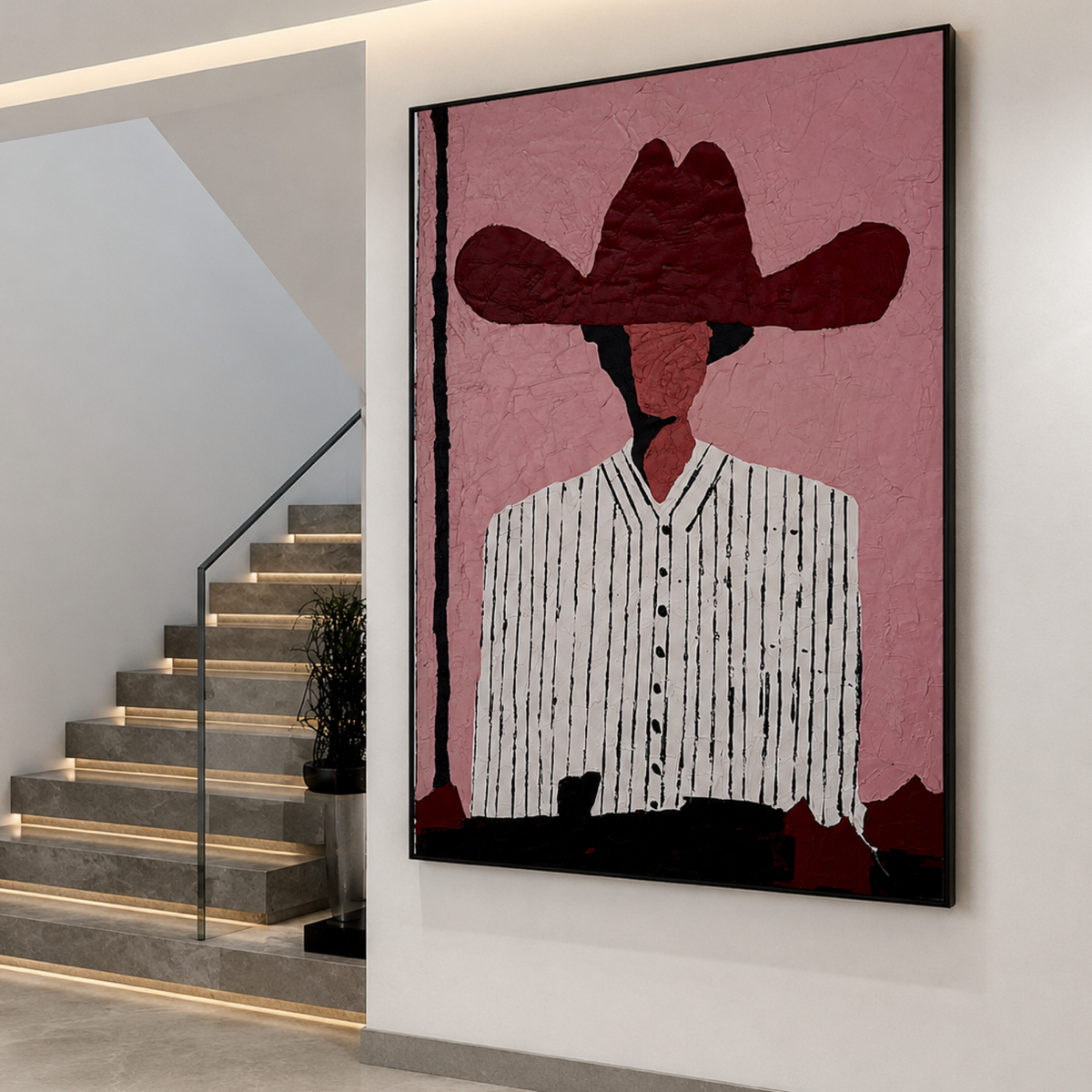 Expressionist Abstract Cowboy | 26x36” Acrylic on Canvas | Hand-Painted with Palette Knife & Brush | One-of-a-Kind Artwork