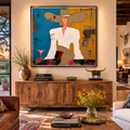 Expressionist Cowgirl Abstract Painting 34x34 – Original Textured Acrylic Palette Knife Western Art