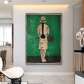Green Solitude – 26x36 Original Abstract Expressionist Figure Painting, Acrylic Palette Knife & Brush Art