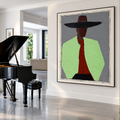 Expressionist Abstract Portrait Painting, 26x36 Original Acrylic on Canvas, Modern Figurative Art, Wide Hat, Textured Wall Art