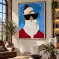 Santa Claus Pop Art Painting, 26x36 Original Acrylic on Canvas, Textured Palette Knife, Expressionist Abstract Christmas Wall Art