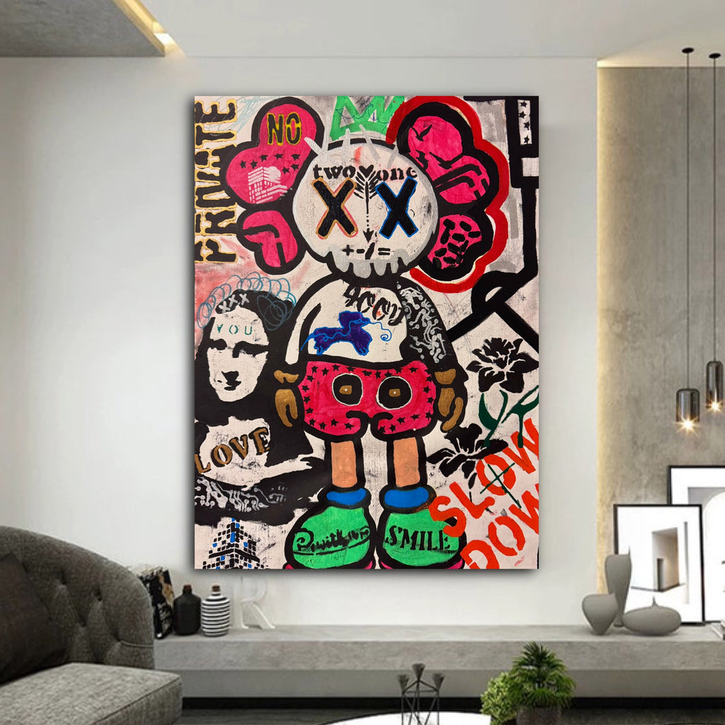 Pop Art Kaws & Mona Lisa Fusion Canvas - Street Love Vibes! NYC
