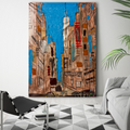 Original NYC Manhattan Skyline Abstract Painting | 26x36 Canvas | Handmade Acrylic & Oil Mixed Media Art
