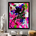 Abstract Expressionist Acrylic Painting, Textured Neon Pink Art, Urban Energy Artwork (22x28 in)