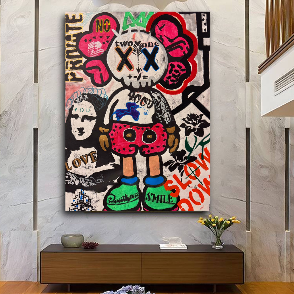 Pop Art Kaws & Mona Lisa Fusion Canvas - Street Love Vibes! NYC