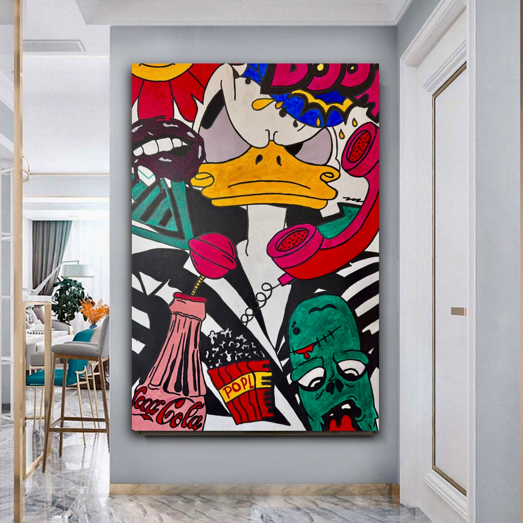 Pop Art Chaos: Duck Face, Vintage Phone & Urban Culture