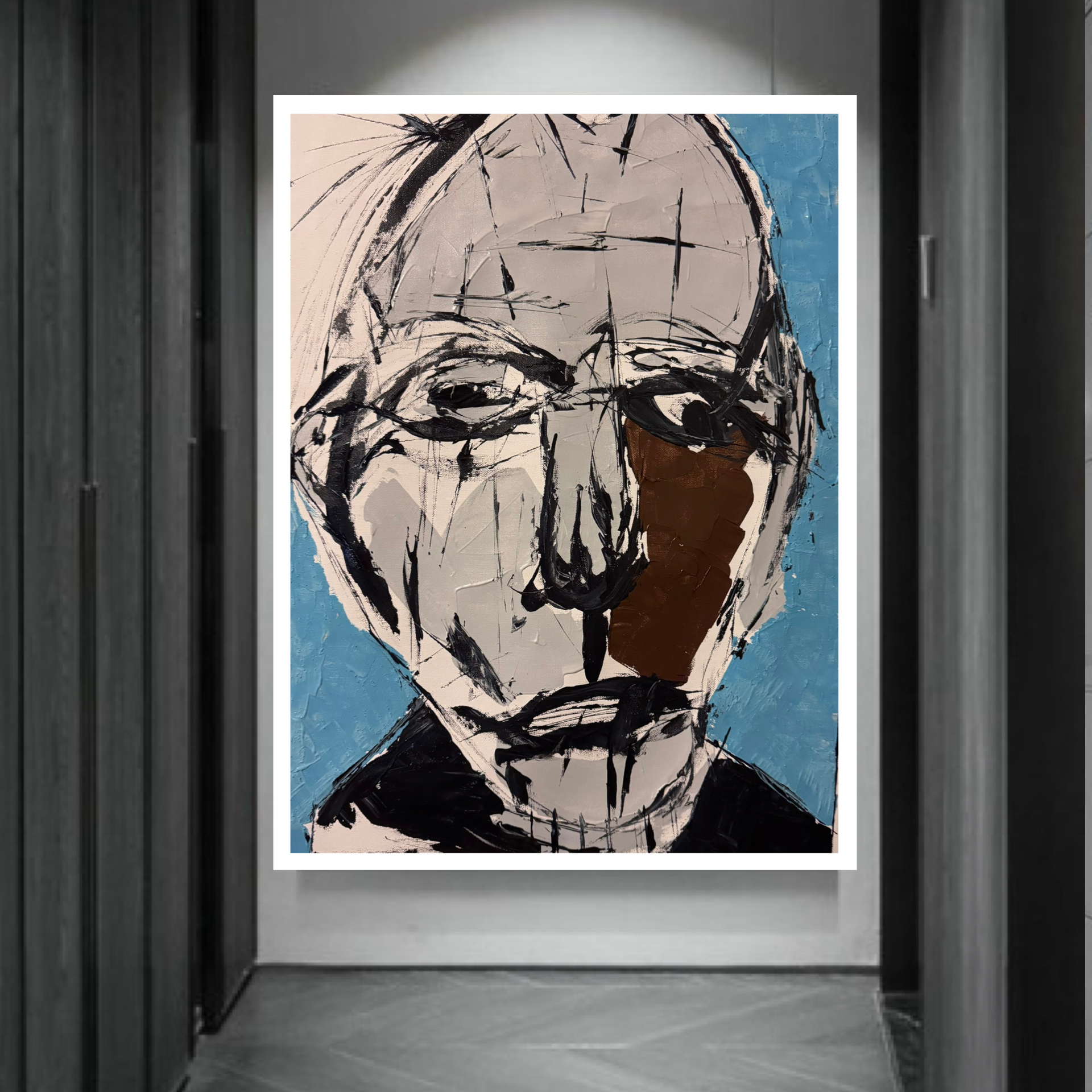 Silent Fragmented Identity | 20x26 Inch Neo-Expressionist Acrylic Portrait on Canvas with Palette Knife & Brush