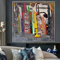 New York Cityscape Acrylic Painting – Framed Abstract Art (36x32 inch)