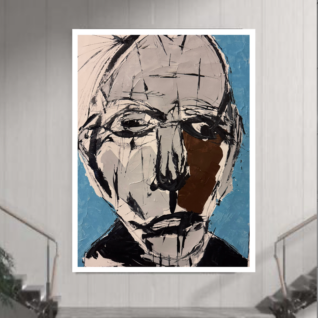 Silent Fragmented Identity | 20x26 Inch Neo-Expressionist Acrylic Portrait on Canvas with Palette Knife & Brush