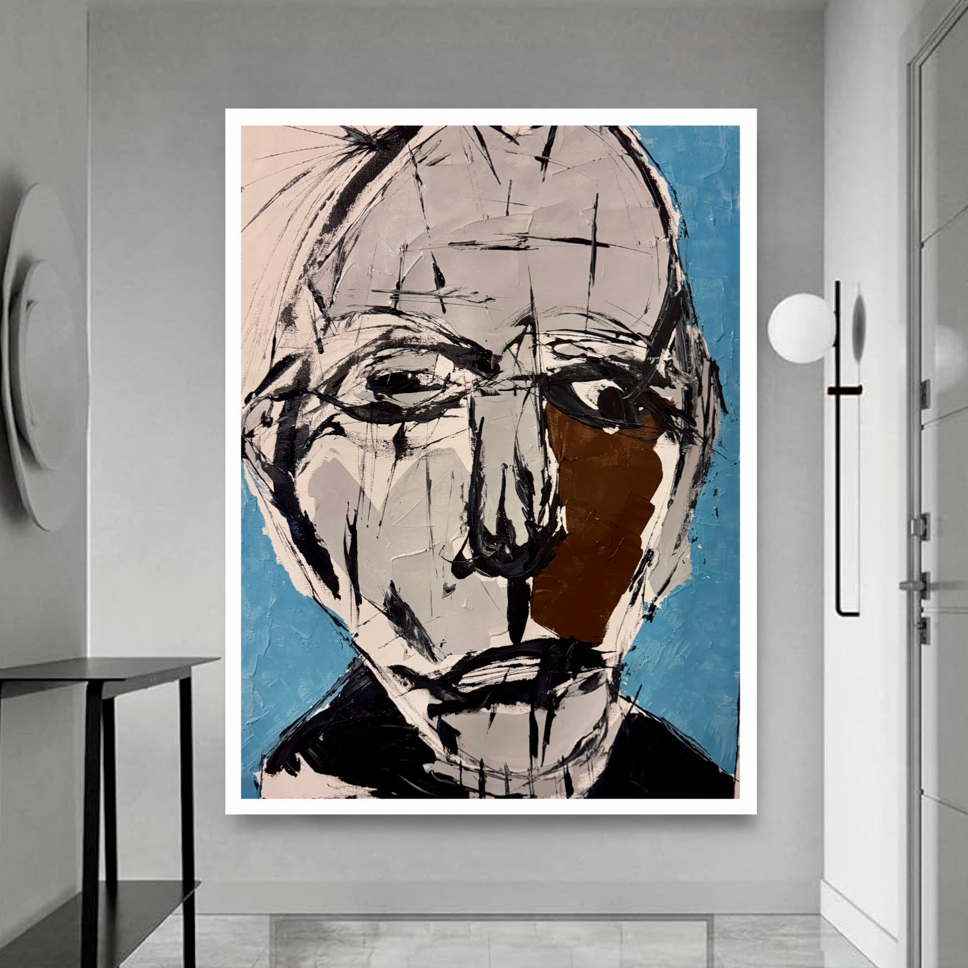 Silent Fragmented Identity | 20x26 Inch Neo-Expressionist Acrylic Portrait on Canvas with Palette Knife & Brush