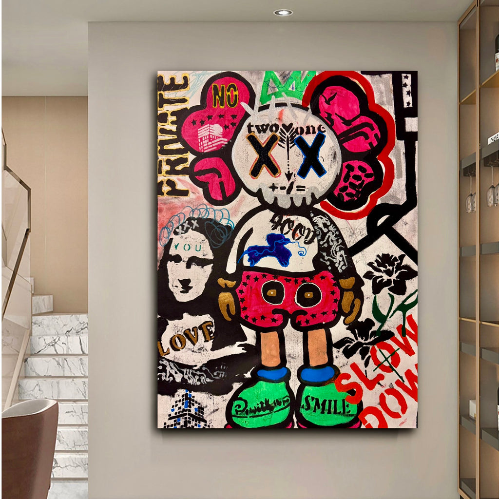 Pop Art Kaws & Mona Lisa Fusion Canvas - Street Love Vibes! NYC