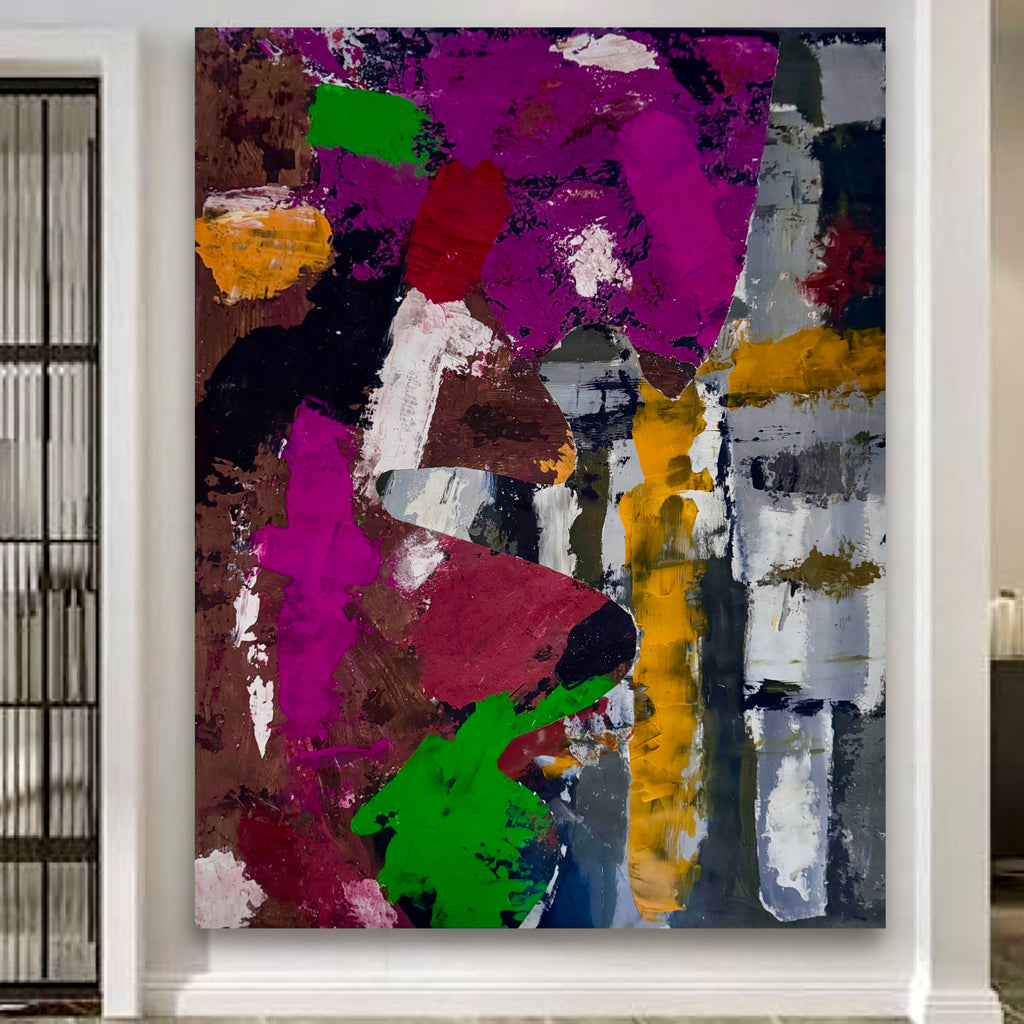 Abstract Mixed Media Collage Painting, Two Poster Fusion Art, Textured Acrylic Artwork, 22x28 Inch Vertical or Horizontal Modern Wall Art