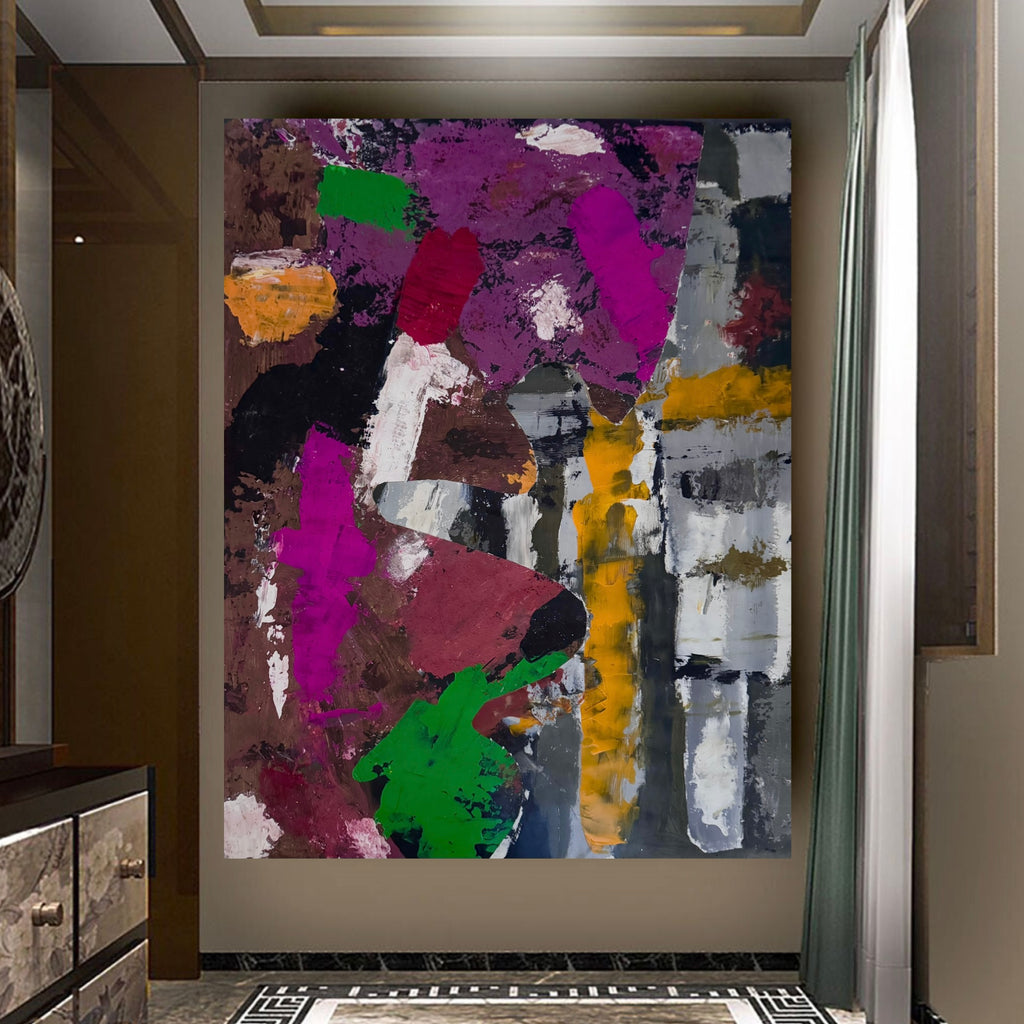 Abstract Mixed Media Collage Painting, Two Poster Fusion Art, Textured Acrylic Artwork, 22x28 Inch Vertical or Horizontal Modern Wall Art