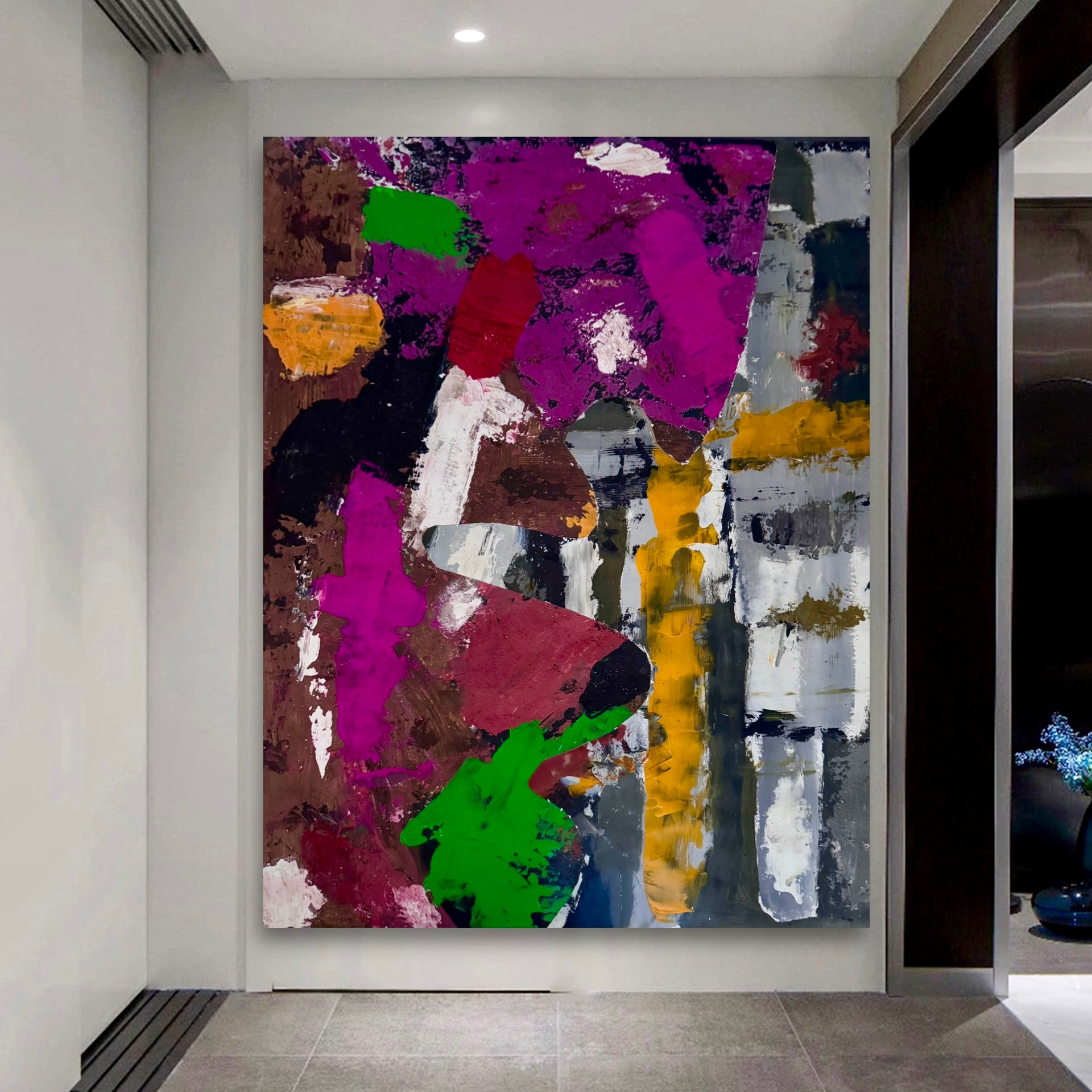 Abstract Mixed Media Collage Painting, Two Poster Fusion Art, Textured Acrylic Artwork, 22x28 Inch Vertical or Horizontal Modern Wall Art