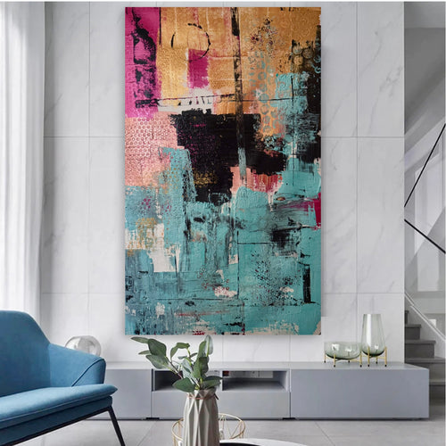 Abstract Acrylic Painting on Canvas 22x34 Inches | Textured Contemporary Wall Art | Original Modern Expressionist Artwork