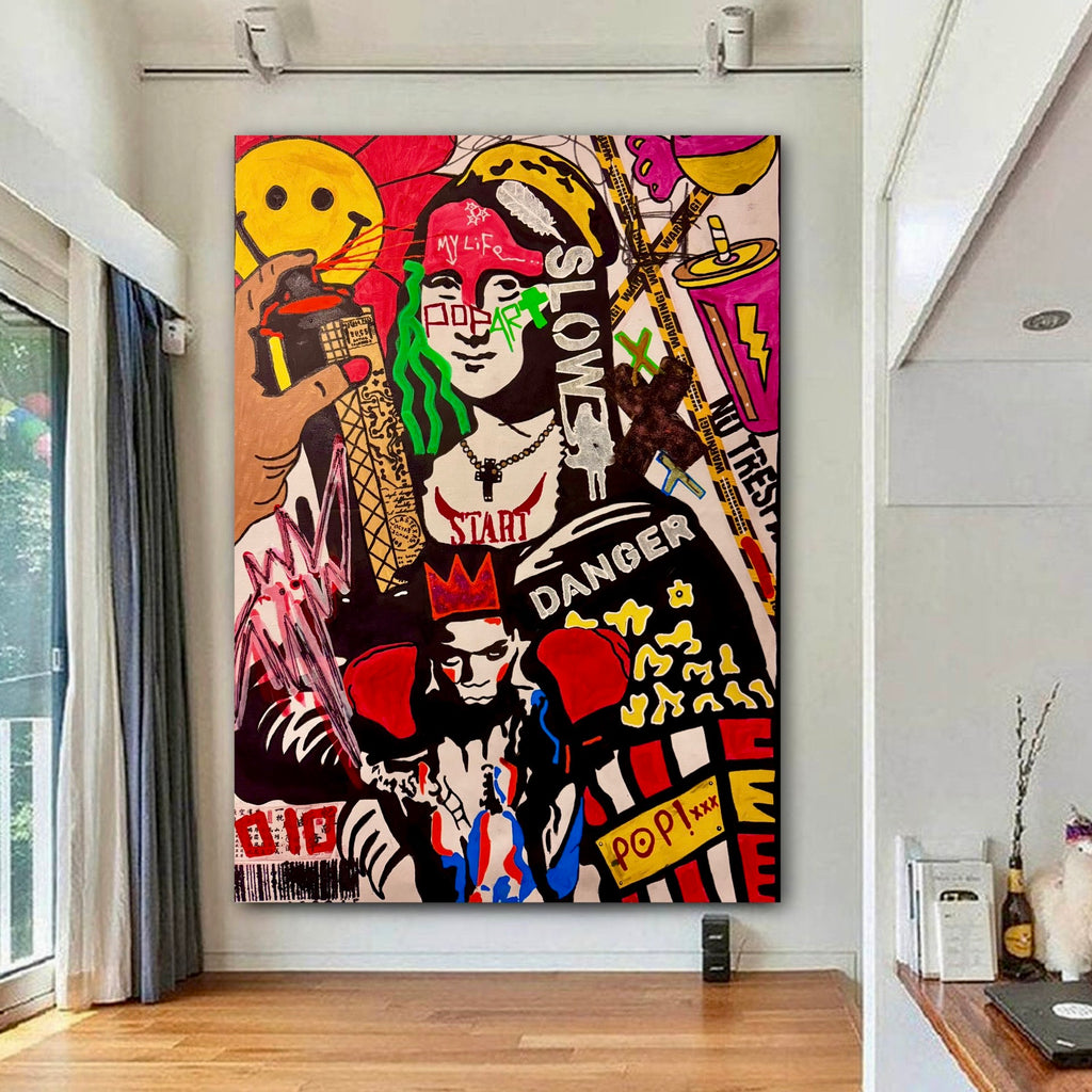 Mona Lisa vs Basquiat Boxer - Bold Pop Art Street Expression NY