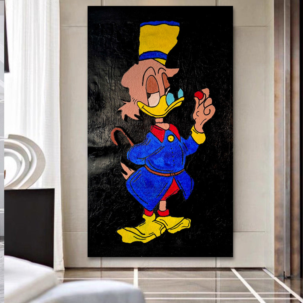 Golden Duck - Mixed Media Relief Pop Art on Textured Canvas