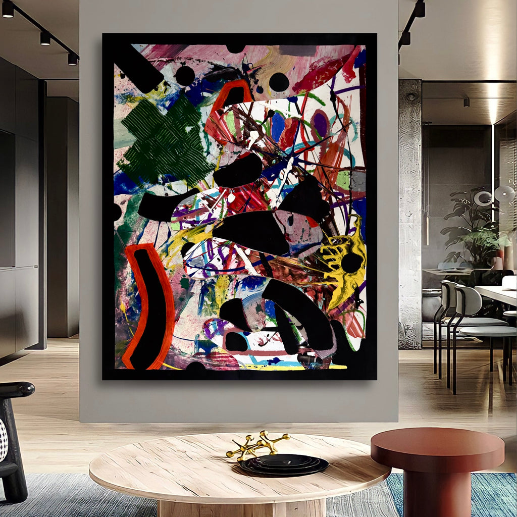 Abstract Collage Poster Art 22x28, Textured Acrylic Mixed Media Painting, Handmade Modern Wall Art, Colorful Contemporary Artwork
