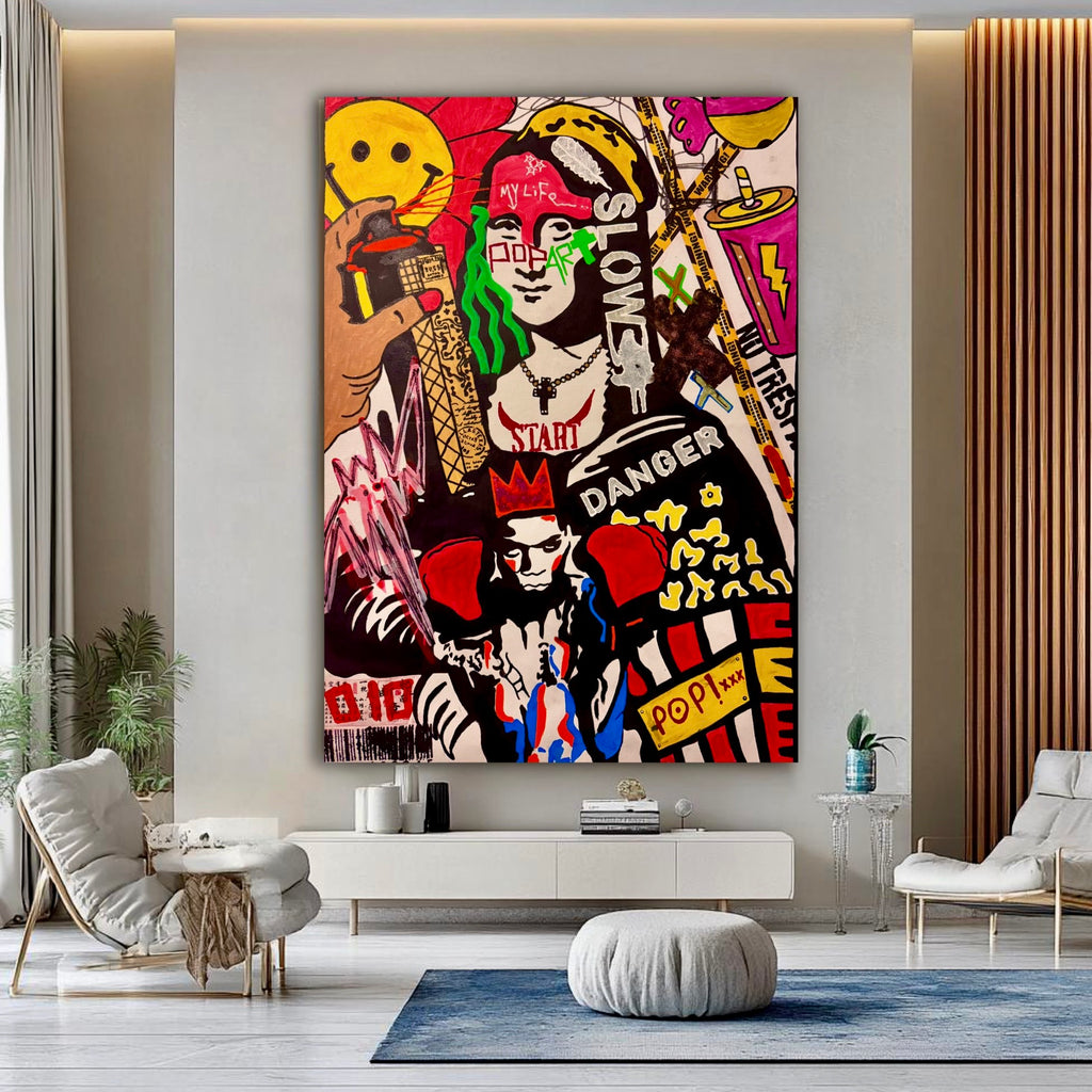 Mona Lisa vs Basquiat Boxer - Bold Pop Art Street Expression NY
