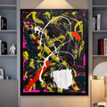 Handmade Acrylic Abstract Painting, Bold Neon Textured Artwork (22x28 inch)