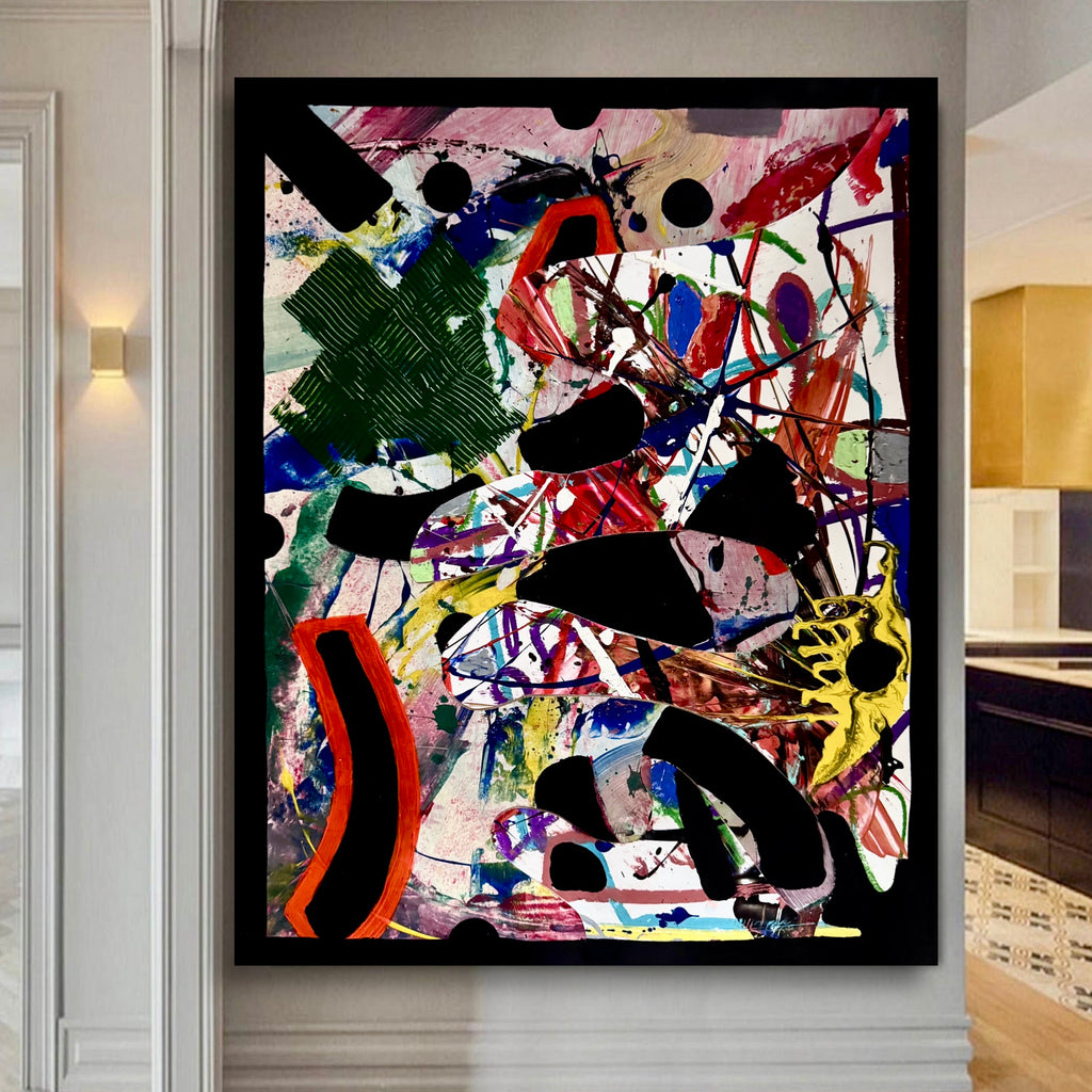 Abstract Collage Poster Art 22x28, Textured Acrylic Mixed Media Painting, Handmade Modern Wall Art, Colorful Contemporary Artwork