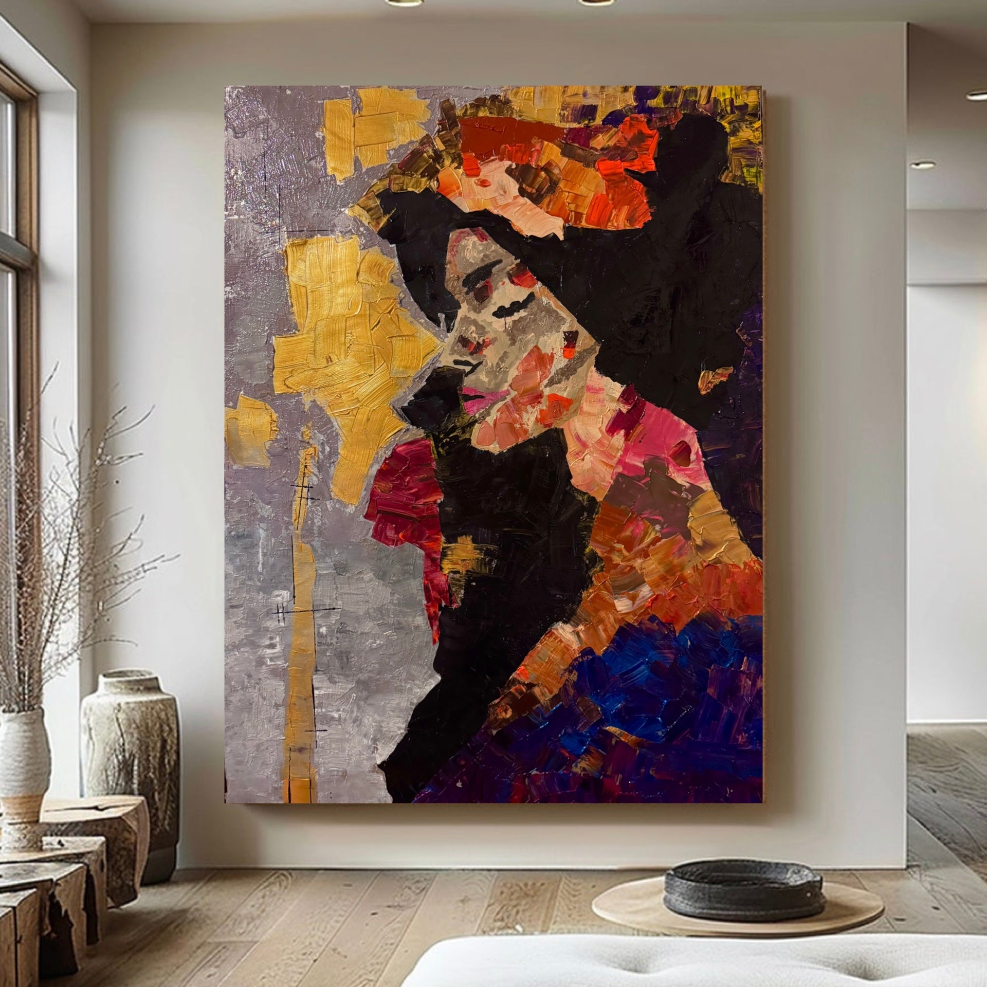Abstract Expressionist Woman Portrait | Original Acrylic Painting on Canvas | 30x40 Palette Knife & Brush Artwork