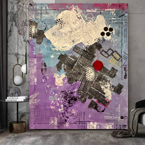 Abstract Acrylic Painting on Poster, Textured Brush & Spatula Art, 22x28 Inch, Gloss Varnish, Modern Wall Decor, Vertical/Horizontal Display