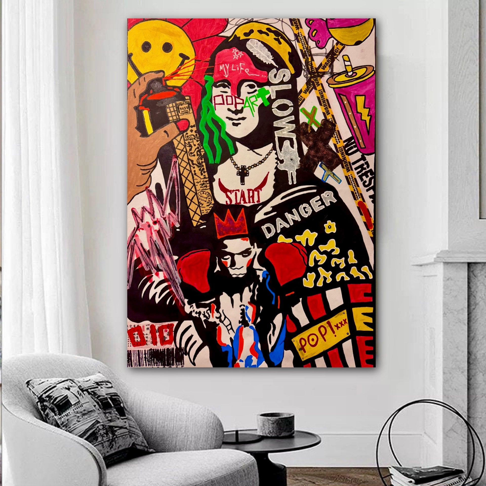 Mona Lisa vs Basquiat Boxer - Bold Pop Art Street Expression NY