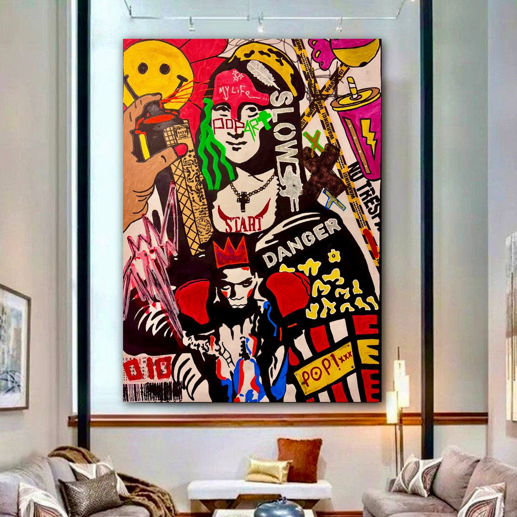 Mona Lisa vs Basquiat Boxer - Bold Pop Art Street Expression NY