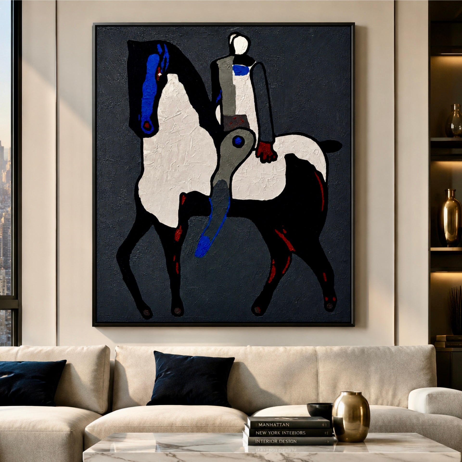 Abstract Expressionist Horse & Rider Painting | Hand-Painted Acrylic on Canvas | Palette Knife & Brush | 25x30 Inches