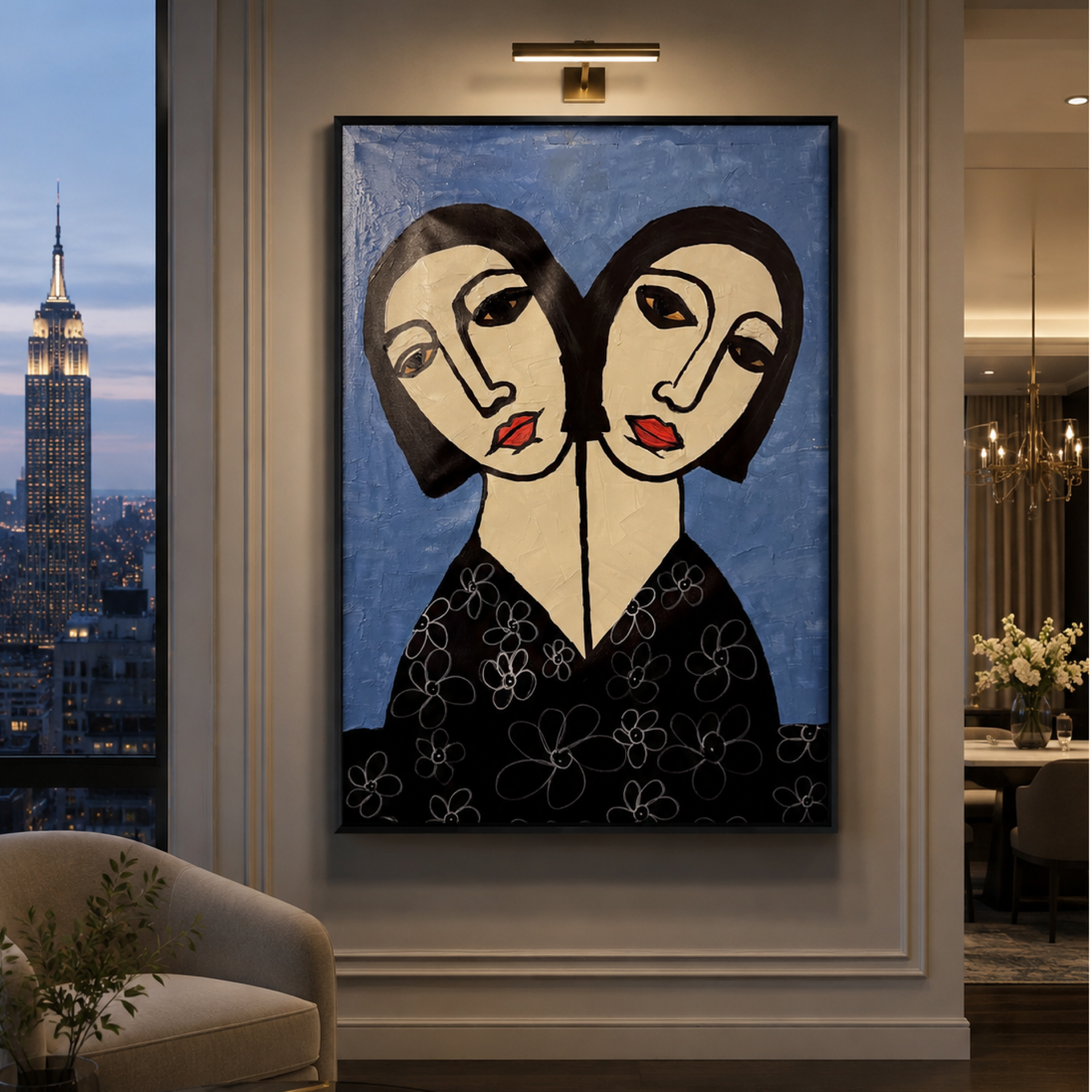 Expressionist Abstract Acrylic Painting on Canvas 26x36 | Handmade Contemporary Figurative Artwork