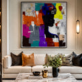 Abstract Expressionist Geometric Portrait | Original 36x36” Acrylic Palette Knife Painting on Canvas | One-of-a-Kind Artwork