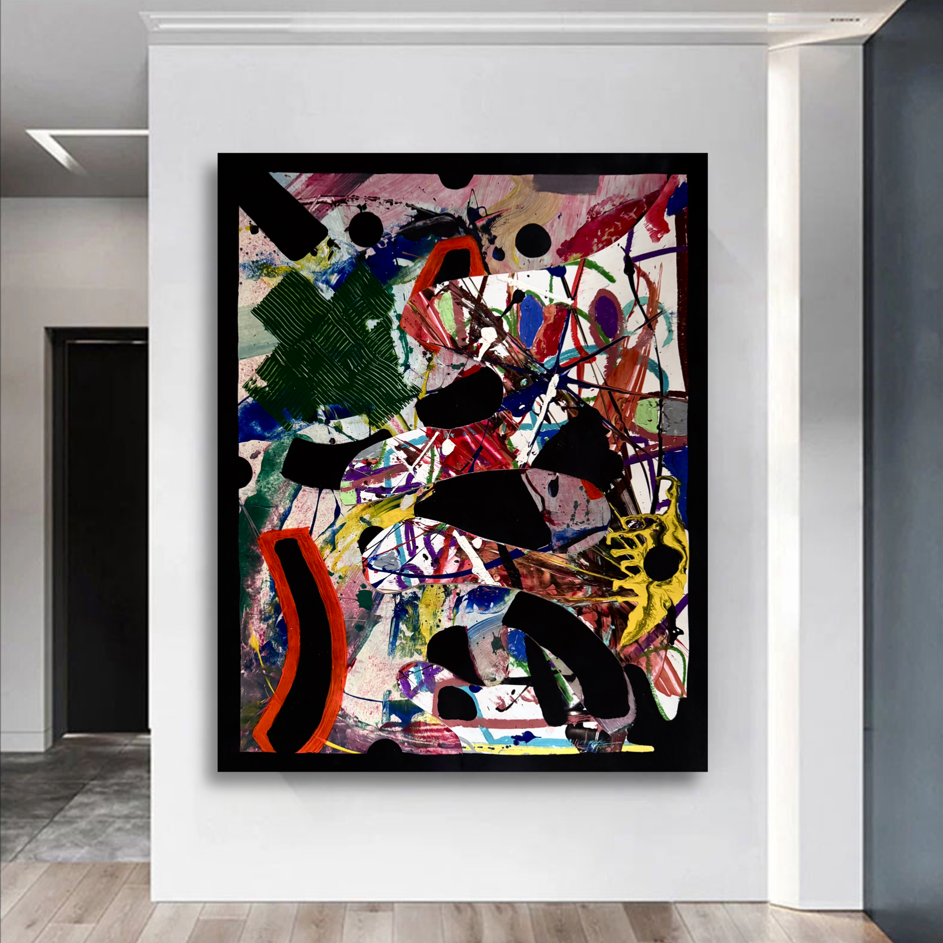 Abstract Collage Poster Art 22x28, Textured Acrylic Mixed Media Painting, Handmade Modern Wall Art, Colorful Contemporary Artwork