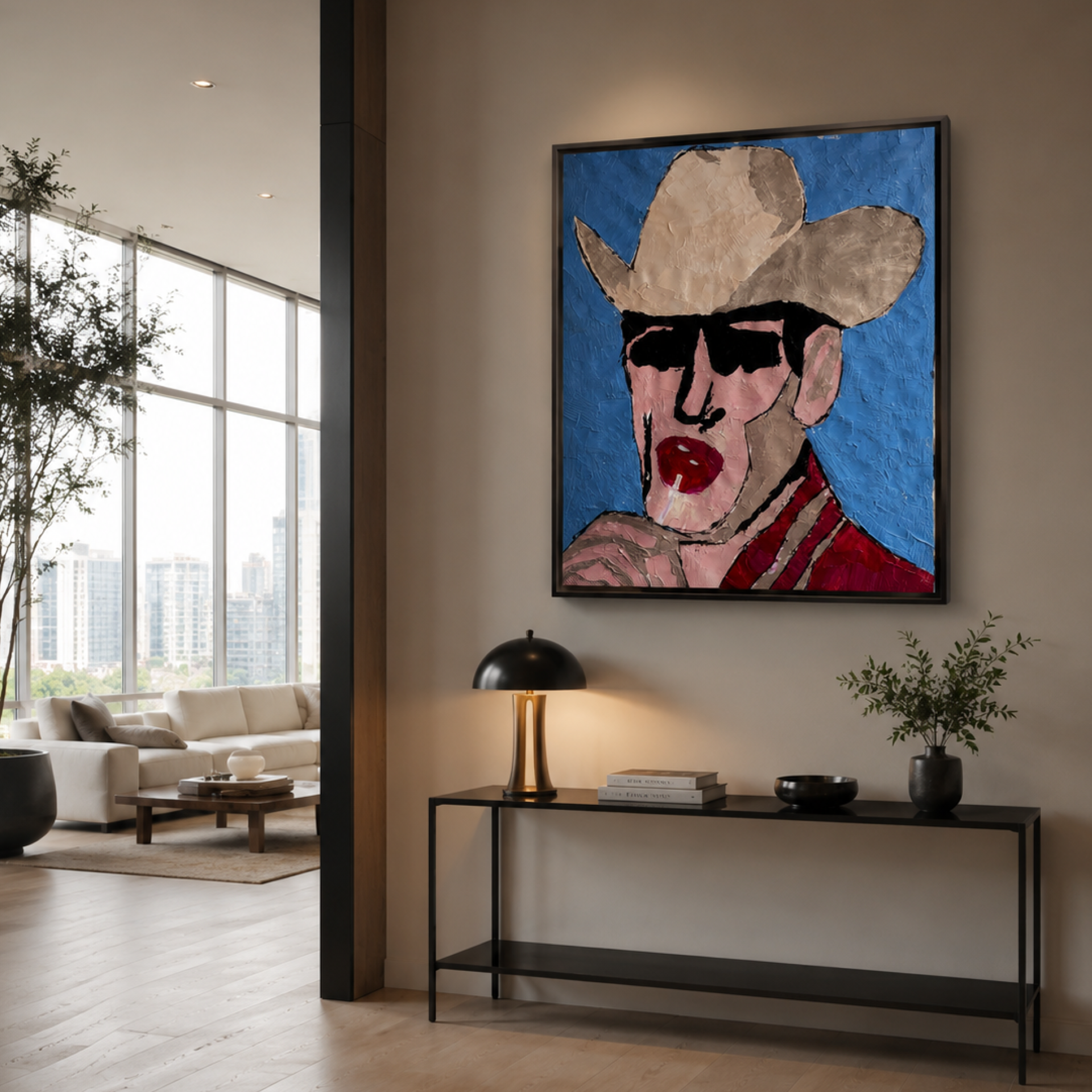 Neo-Expressionist Cowboy Portrait Painting | 22x28 Original Acrylic Canvas Art | Handmade Textured Contemporary Artwork