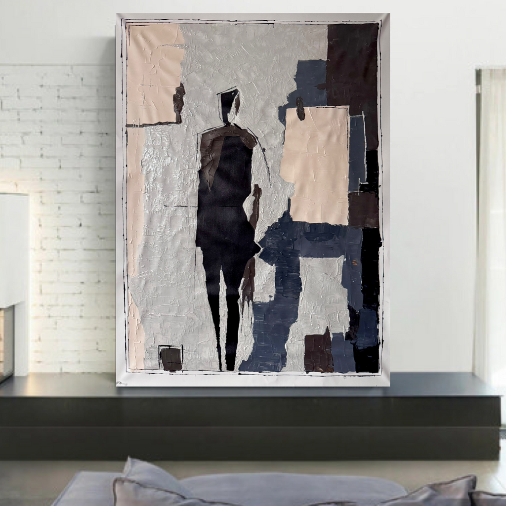 Neo Expressionist Abstract Figure Painting | Original 26x36 Acrylic Canvas Artwork | Textured Modern Wall Art