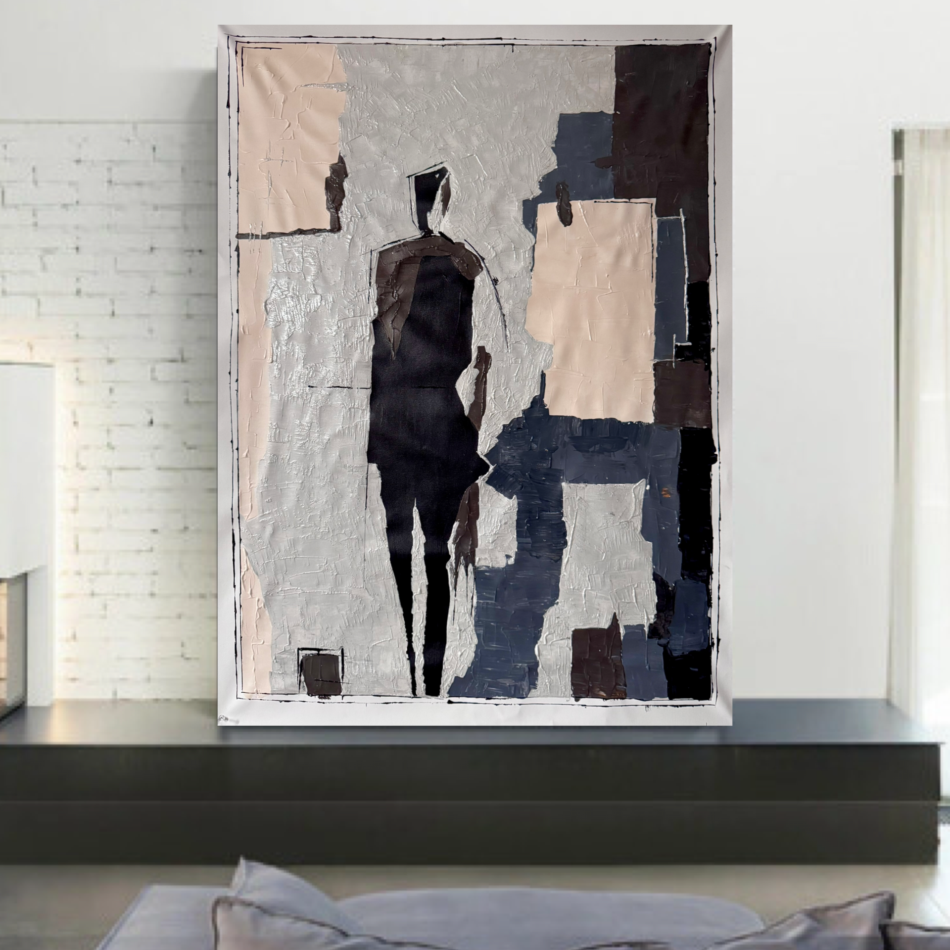 Neo Expressionist Abstract Figure Painting | Original 26x36 Acrylic Canvas Artwork | Textured Modern Wall Art